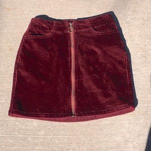 MUDD RED ZIP UP COURDROY MINI SKIRT